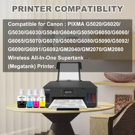 Dikarsum Compatible Canon GI-20 GI20 Refill Ink Kit for Canon PIXMA G5020 G6020 G7020 MegaTank Printers,4-Pack (BK C M Y) Inkjet Printer Ink