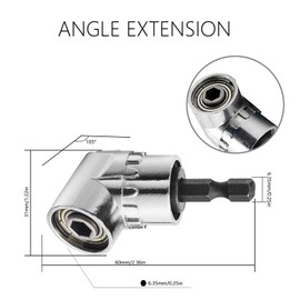 Right Angle Drill, Right Angle Bit Holder, Attachment for Right Angle Drill 105 Degree, Hex Shank for Power Tool, Attachment for Right Angle Screwdriver