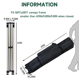 Inlun Outdoor Canopy Portable Folding Bag for 10x10 Pop Up Canopy Tent, Heavy Duty Roller Bag Wheeled Bag, 10x10 FT