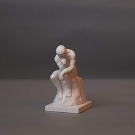 Der Denker nach Auguste Rodin, Sculpture Made of High-Quality Zellan, Handmade, Made in Germany, Bust in White, 14 cm