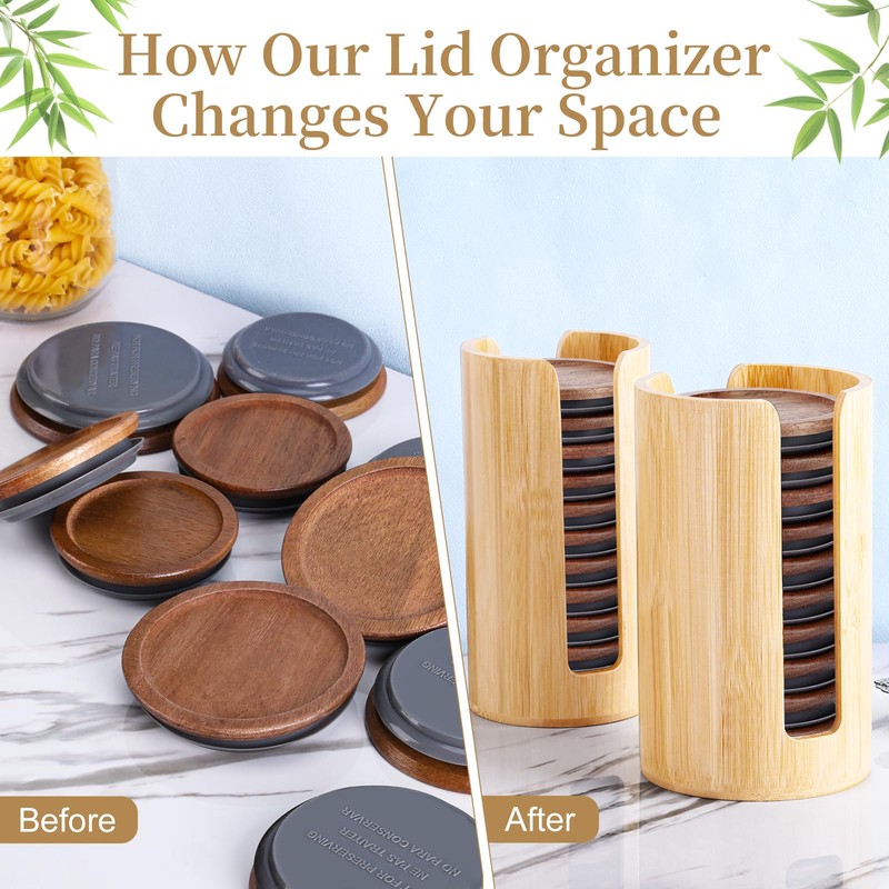 AFOROEOA 2 Pack Mason Jar Lid Organizer (Wide Mouth &