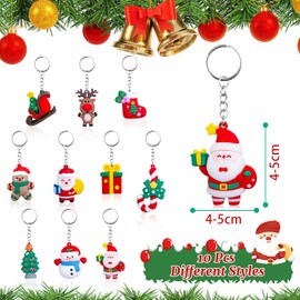 Christmas Keyring 3D Cartoon Keychain Pendant Santa Elk Snowman Christmas Tree Keychains Key Chain Decor Keyrings Rings Kid Xmas Party Favors Gift Bag Fillers Supplies Christmas Stocking Fillers Gifts