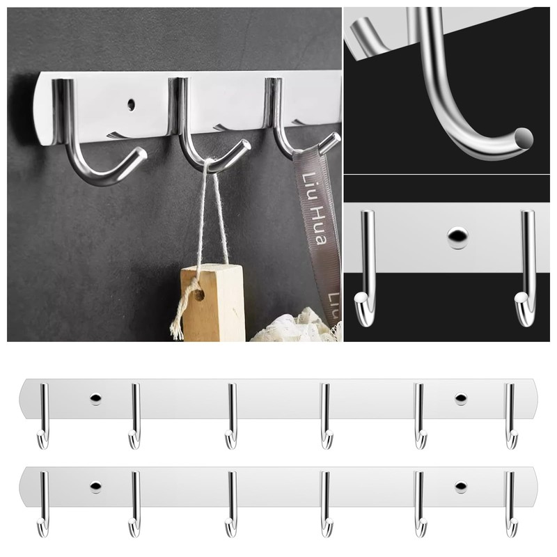 WYYFXY® Pack of 2 Kitchen Hook Rack, Stainless Steel Coat