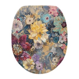 Flashideas Colorful Flowers Toilet Seat Covers for Bathroom Soft Plush Seat Covers Tank Lip Covers Easy to Clean Bathroom Decoration Accessories Fits Most Toilet Tanks & Lids