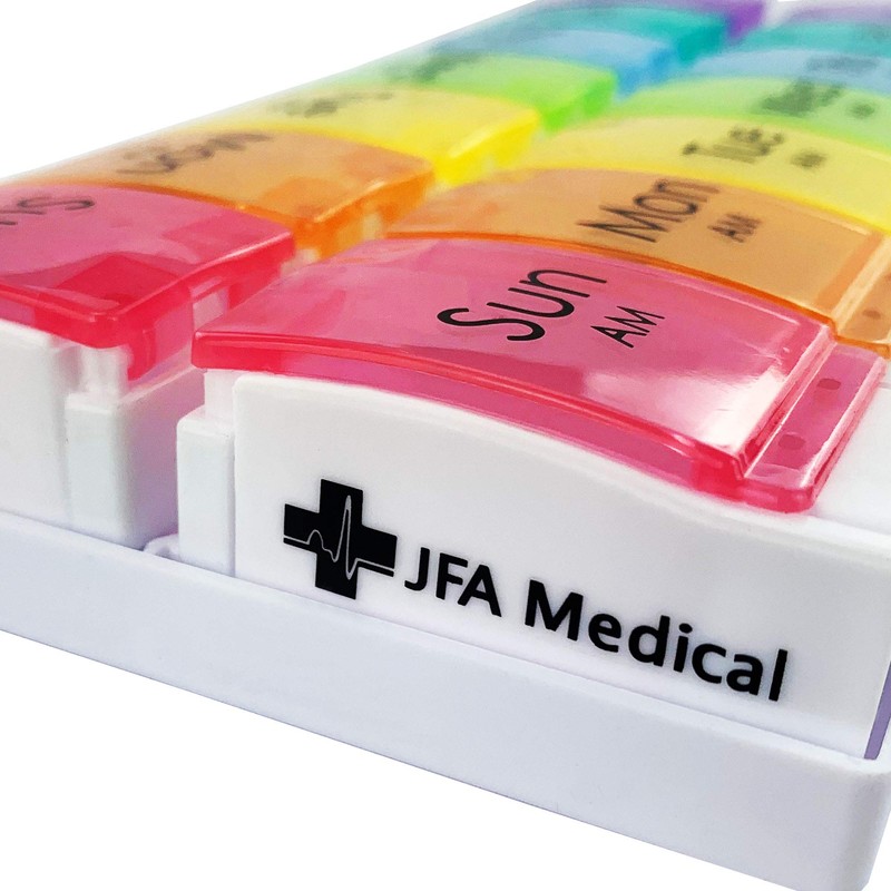JFA Medical Weekly Pill Box Organiser/Reminder for Medicines Supplements, Vitamins,