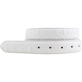 BELTINGER Belt with crocodile embossing without buckle, 3 cm, leather belt for men and women, 30 mm, crocodile pattern, White, 90 cm (Gesamtlänge 105 cm)