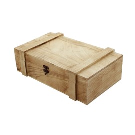 Dekoleidenschaft Rustic Wooden Wine Box, Gift Box for 2 Bottles of Wine, Wooden Box with Filigree Metal Clasp