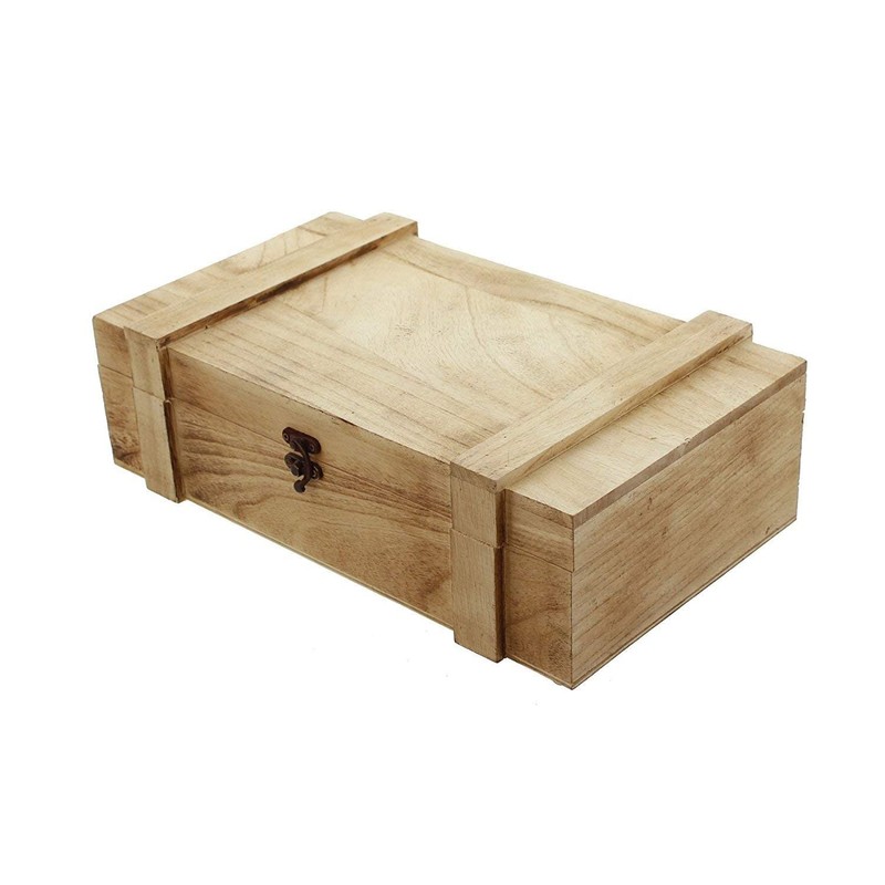 Dekoleidenschaft Rustic Wooden Wine Box, Gift Box for 2 Bottles
