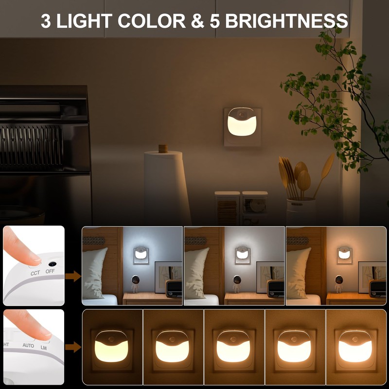 SOAIY Pack of 2 LED Night Light Socket with Motion