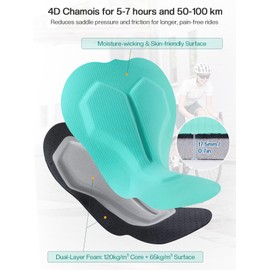 BERGRISAR Women's 4D Padded Bike Shorts Cycling Shorts with 3 Pockets Bicycle Biking Shorts Blue Medium