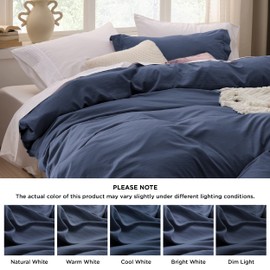 Bedsure Bedsure Navy Duvet Cover King Size - 3 Pieces Prewashed Extra Soft Bedding Set, Includes 1 Duvet Cover 104x90 Inches with Zipper Closure & 2 Pillow Shams, Comforter Not Included
