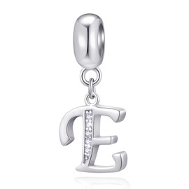 CRISNATA 26 Letter Pendant Charms, Polished 925 Sterling Silver Complete Initial A-Z Dangling CZ Stone Alphabet Beads, Fits European Bracelet Necklace, Sterling Silver Cubic Zirconia, Cubic Zirconia