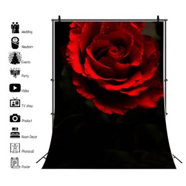 Generic Black Red Rose Texture Backdrop Red Flowers Abstract Portrait Headshot Backgrounds for Photoshoot,Adult Professional Portrait Photo Video Studio Booth Props Vinyl 5x7ft