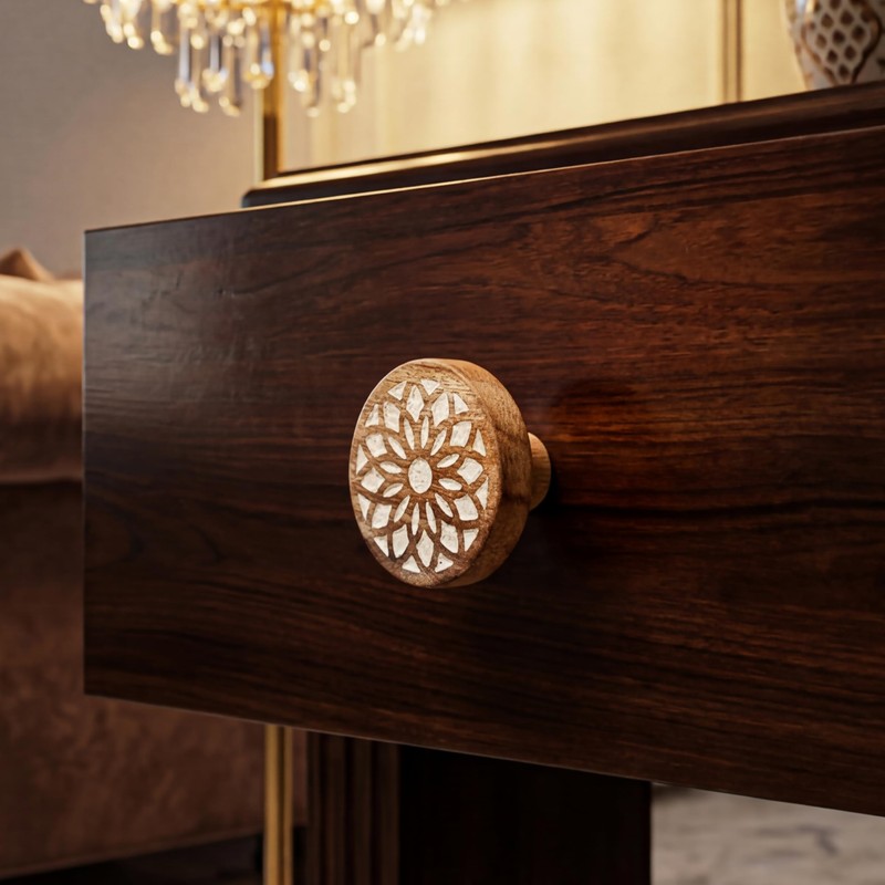 IndianShelf 18 Pack- Boho Knobs- Wood Knobs for Cabinets and