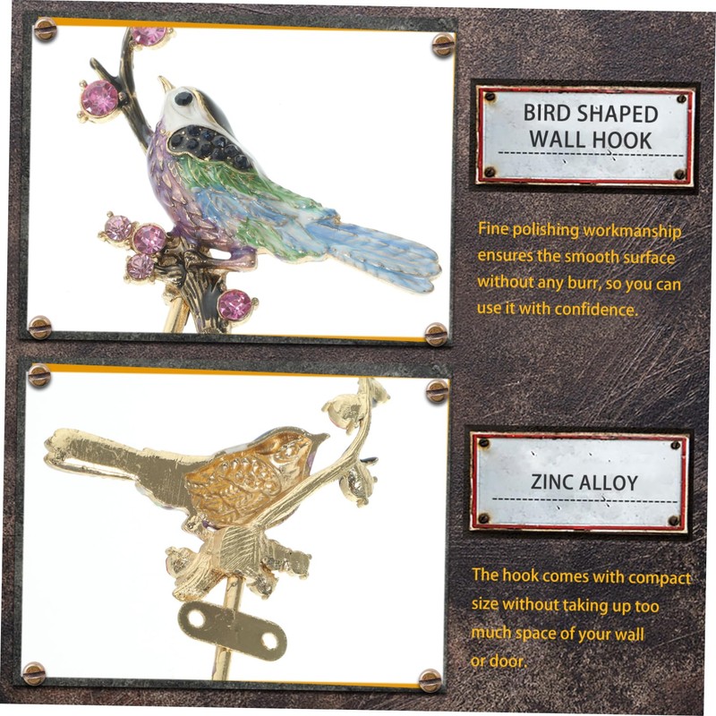 WHAMVOX Elegant Decorative Hooks Metal Wall Mount Retro Bird Shape