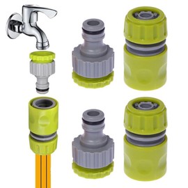 Tap Adapter, Tap Connection Kit, 1/2 and 3/4 Inch Garden Hose Connector, Plastic Tap Connector, Hose Connector, 2-in-1 Garden Screw Thread Tap Connector