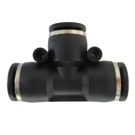 Metalwork Push to Connect Tee Union Fitting, Air Hose T Connector Splitter, 1/8" OD x 1/8" OD x 1/8" OD (Pack of 10)