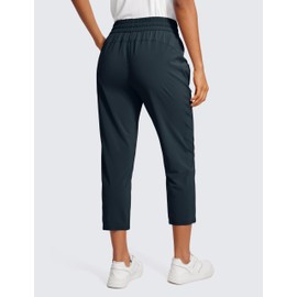CRZ YOGA Lightweight Capri for Women 23" Cropped Casual Lounge Work Athletic Travel Pants with Pockets Quick Dry Summer True Navy X-Large