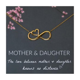 EFYTAL Gold or Silver Infinity Necklace - Mother Daughter Gift, Birthday Gifts for Daughter, Mom Necklaces, Graduation Gifts for Daughters, Long Distance Daughter Gifts from Mom, Metal, No Gemstone