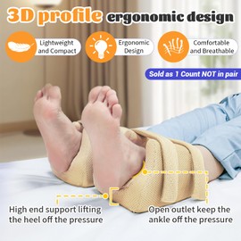 EZSLINGGLIDE 3D Heel Protectors Bed Sore Pillow Cushion (Khaki, Heel Protector)
