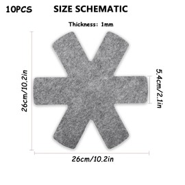 Pan Protector - Pan Protection Underlay, Felt Coaster for Pot, Pans Stacking Protection - Felt Pan Protector for Kitchen (26 cm Extra Thick Pot Coasters Pack of 10)