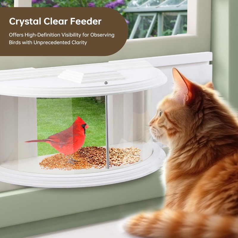 JOYSEUS Window Bird Feeder, 180° Clear View Bird Feeder, Durable