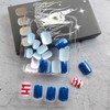 24Pcs 4th of July Press on Nails Short Square Fake