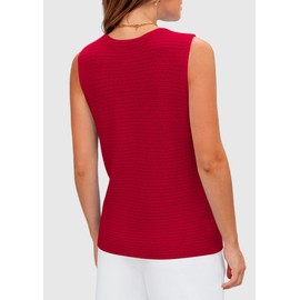 PRETTYGARDEN Women's 2025 Summer Sweater Vest Sleeveless Knit Cardigan Button Down Tank Tops Trendy Business Casual Outfits (Red,XX-Large)