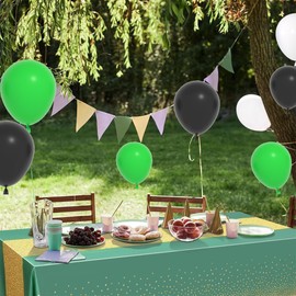 Grün Schwarz Weiß Ballon Bogen Girlande Kit - Grün Schwarz Ballons Metallic Silber Weiß Ballon für Dschungel Fußball Geburtstag Hochzeit Braut Dusche Jahrestag Party Dekorationen