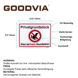 Goodvia Privatgrundstück Kein Hundeklo Sign, 32 x 24 cm, Hartschaumplatte Sign with H-Bracket, XL Verbotsschild Hier Kein Hundeklo/Schild Keine Hundetoilette with UV Protection