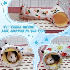 LEFTSTARER Guinea Pig Rat Corner Tunnel & Tubes Collapsible, Dia 3.9in, Fit Hedgehog Piggy Hamster Hide and Shuttle, Corner Hideout