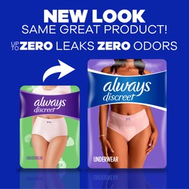 Always Discreet Adult Incontinence & Postpartum Underwear For Women, Size Small/Medium,White, Maximum Absorbency, Disposable,  Count(Pack of ) (Packaging May Vary)