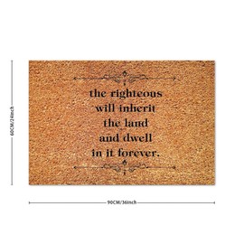 DecStic The Righteous Will Inherit The Land Coir Mat Door Mat Farmhouse Bible Verse Durable Coir Non Slip Mat for Outside Porch Entrance Farmhouse 24x36in