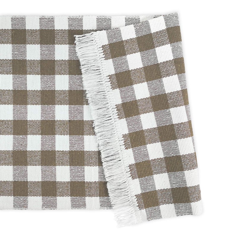 Kitchen Runner Beige Checked 50 x 100 cm 100% Cotton