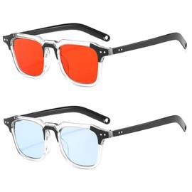 Posh Professors Men’s & Women’s Designer Sunglasses Fun Cool y2k Tony Stark Square Shades Clear Frame Teen Sun Glasses (Blue)