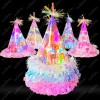 5 Gorros Led Cono Escarcha Tornasol Fiesta Feliz Cumpleaños Iridiscente