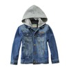 Mallimoda Kids Boys Girls Hooded Denim Jacket Zipper Coat Outerwear