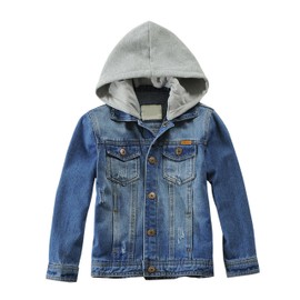 Mallimoda Kids Boys Girls Hooded Denim Jacket Zipper Coat Outerwear Style 9 Denim 9-10 Years