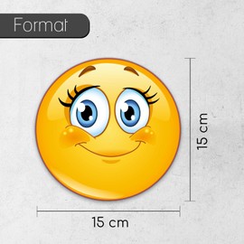 easydruck24de Smile Sticker Eyelashes I kfz291 I Round Diameter 15 cm I Cute Sticker for Laptop Notebook Door Scooter Car I Weatherproof