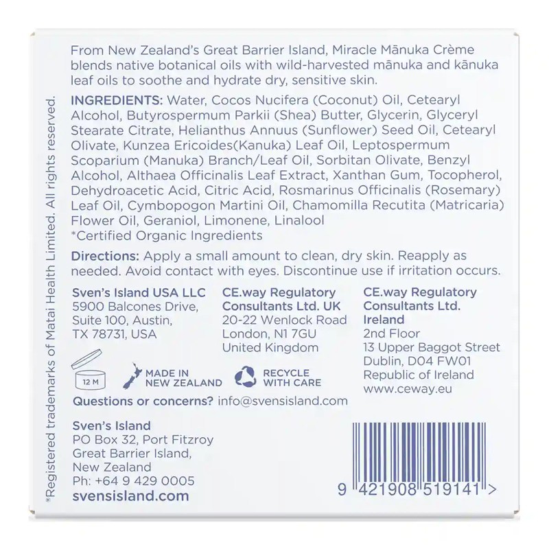 Sven's Island Miracle Manuka Crème, 250g