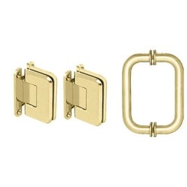 CRL Brass Pinnacle Shower Pull and Hinge Set