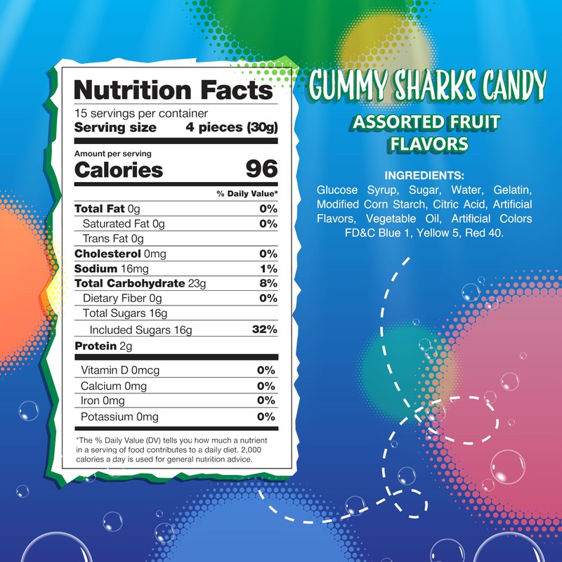 Gummy Sharks Candy | 1-Pound Bag | Assorted Flavors -