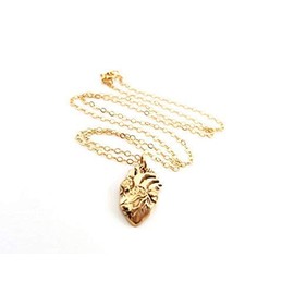 Anatomical Heart Necklace Gold