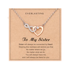 Aunis Sister Gifts, Sister Birthday Gifts Infinity Heart Necklace Present for Sister Little Girls on Her Birthday Christmas