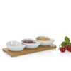 Kela 12260 Schalen-Set mit Bambusbrett, 4tlg., Tropfen, Porzellan, 26 x