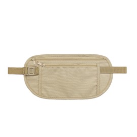 FuninCrea Money Belt, Nylon Fanny Pack Hidden Belt Bag with RFID Blocking for Women Men, Anti-theft Waist Pack Under Clothes with Adjustable Buckle for Travel, Running, Hiking, Cycling (khaki)