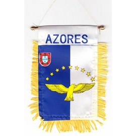 Azores Fringed Rear-View Mirror Window Hanging Flag with Suction Cup