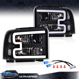 PIT66 LED DRL Headlights w/ Harness Fit For 05-07 Ford F250 F350 F450 F550 Super Duty