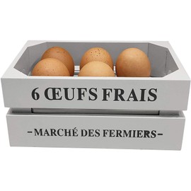 GreyZouq Wooden Egg Crate in Light Dove Grey. Vintage Style Egg Basket. Stores up to 16 eggs in style and adds some vintage charm to your kitchen. Plain on the reverse side for versatility.