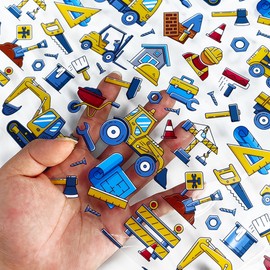 HYANG Transportation TPU Fabric Clear Jelly Vinyl Roll: 30cm x 135cm TPU Fabric For Making Handbags, Earrings, DIY Projects (Excavator)